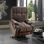 Fauteuil inclinable électrique marron à double moteur avec fonction de massage par chaleur et vibrations