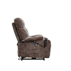 Fauteuil inclinable électrique à double moteur marron avec chauffage, massage, position infinie, inclinaison à plat à 180°, dossier réglable