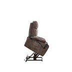 Fauteuil inclinable électrique à double moteur marron avec positionnement infini, inclinaison à plat à 180°, chauffage, massage et dossier réglable