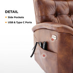 Fauteuil inclinable électrique marron à double moteur avec massage et ports USB