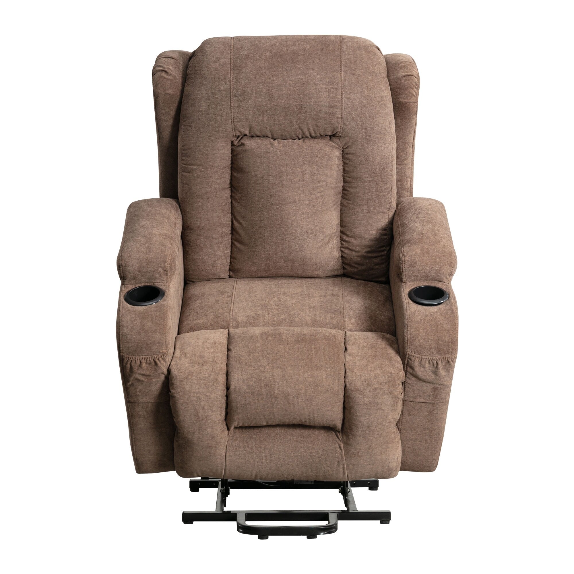 Fauteuil inclinable électrique marron avec chauffage, massage, port de chargement USB et poches latérales, réglable pour personnes âgées