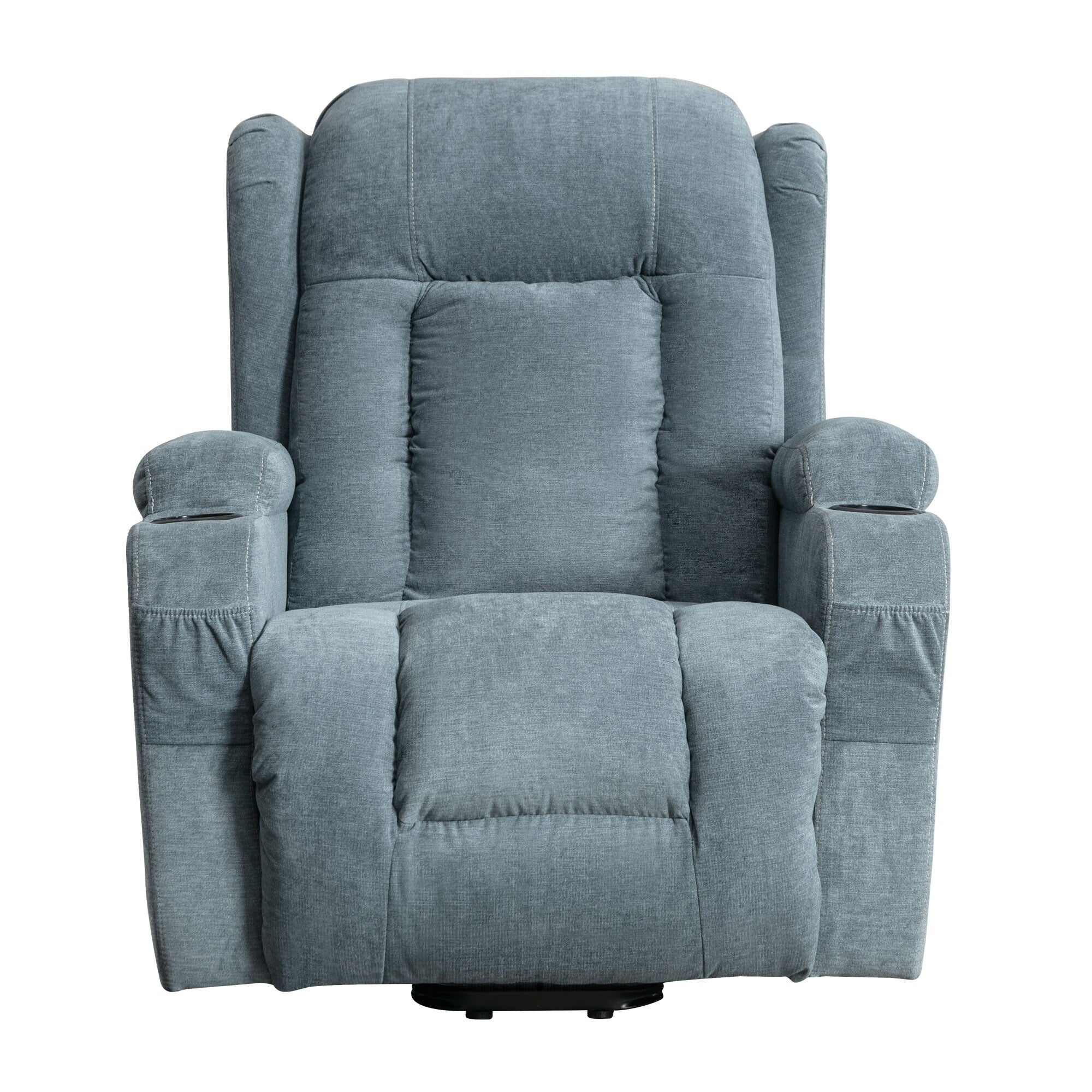 Fauteuil inclinable électrique marron avec chauffage, massage, port de chargement USB et poches latérales, réglable pour personnes âgées
