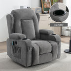 Fauteuil inclinable électrique marron avec chauffage, massage, port de chargement USB et rangement latéral, réglable pour personnes âgées