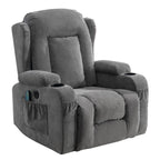 Fauteuil inclinable électrique marron avec chauffage, massage, port de chargement USB et rangement latéral, réglable pour personnes âgées