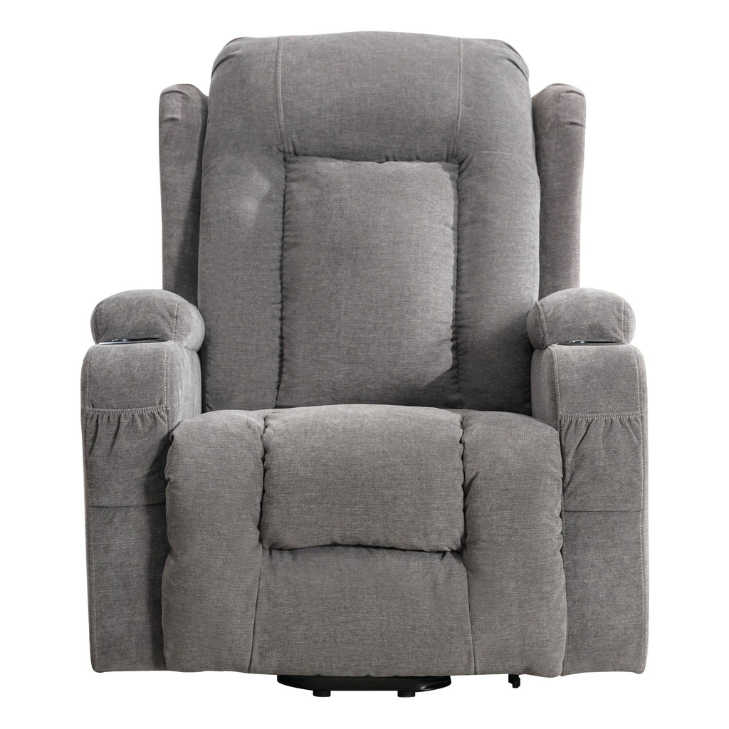 Fauteuil inclinable électrique marron avec chauffage, massage, port de chargement USB et rangement latéral, réglable pour personnes âgées