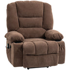 Fauteuil inclinable électrique marron avec massage par vibration, chauffage, positions réglables, télécommande et poches latérales