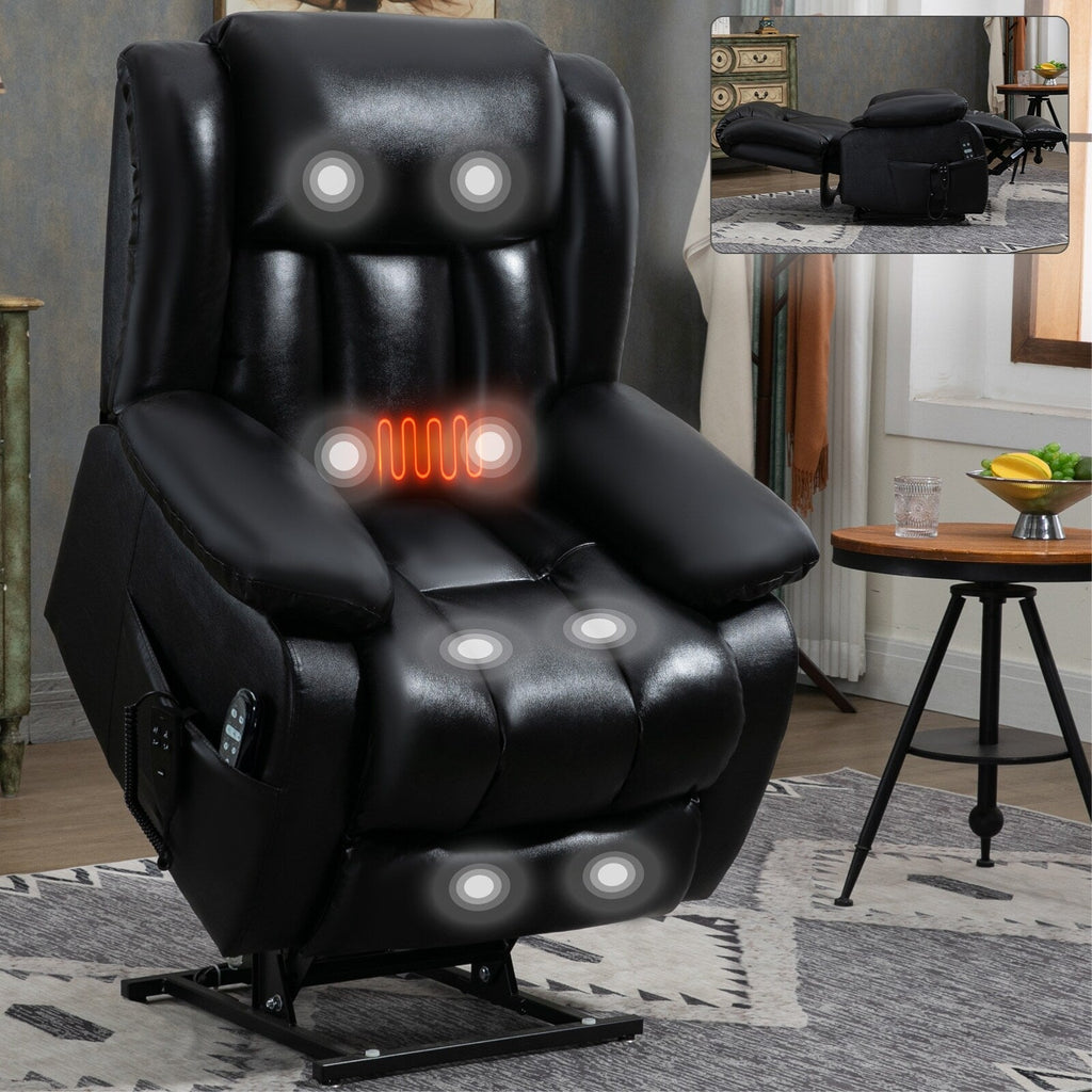 Fauteuil inclinable électrique marron avec deux moteurs, massage par vibrations à 8 points et chauffage lombaire