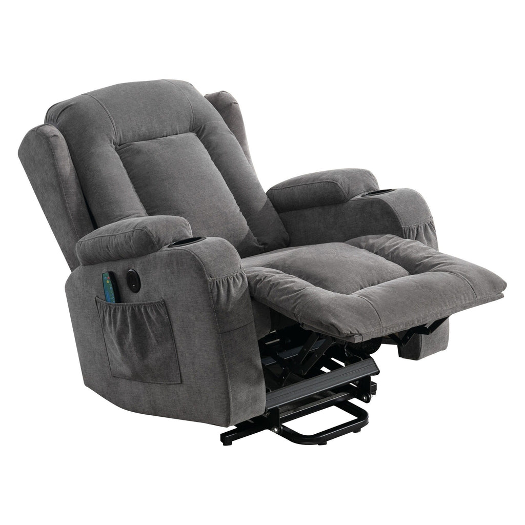 Fauteuil inclinable électrique marron avec chauffage, massage et port USB pour personnes âgées
