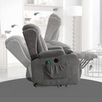 Fauteuil inclinable électrique marron avec chauffage, massage, chargement USB et rangement latéral, inclinaison réglable pour personnes âgées