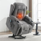 Fauteuil inclinable électrique marron avec chauffage, massage, chargement USB et rangement latéral, inclinaison réglable pour personnes âgées