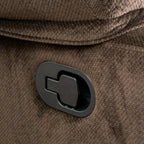 Fauteuil inclinable manuel élégant en tissu marron avec deux porte-gobelets, dimensions généreuses pour un confort optimal