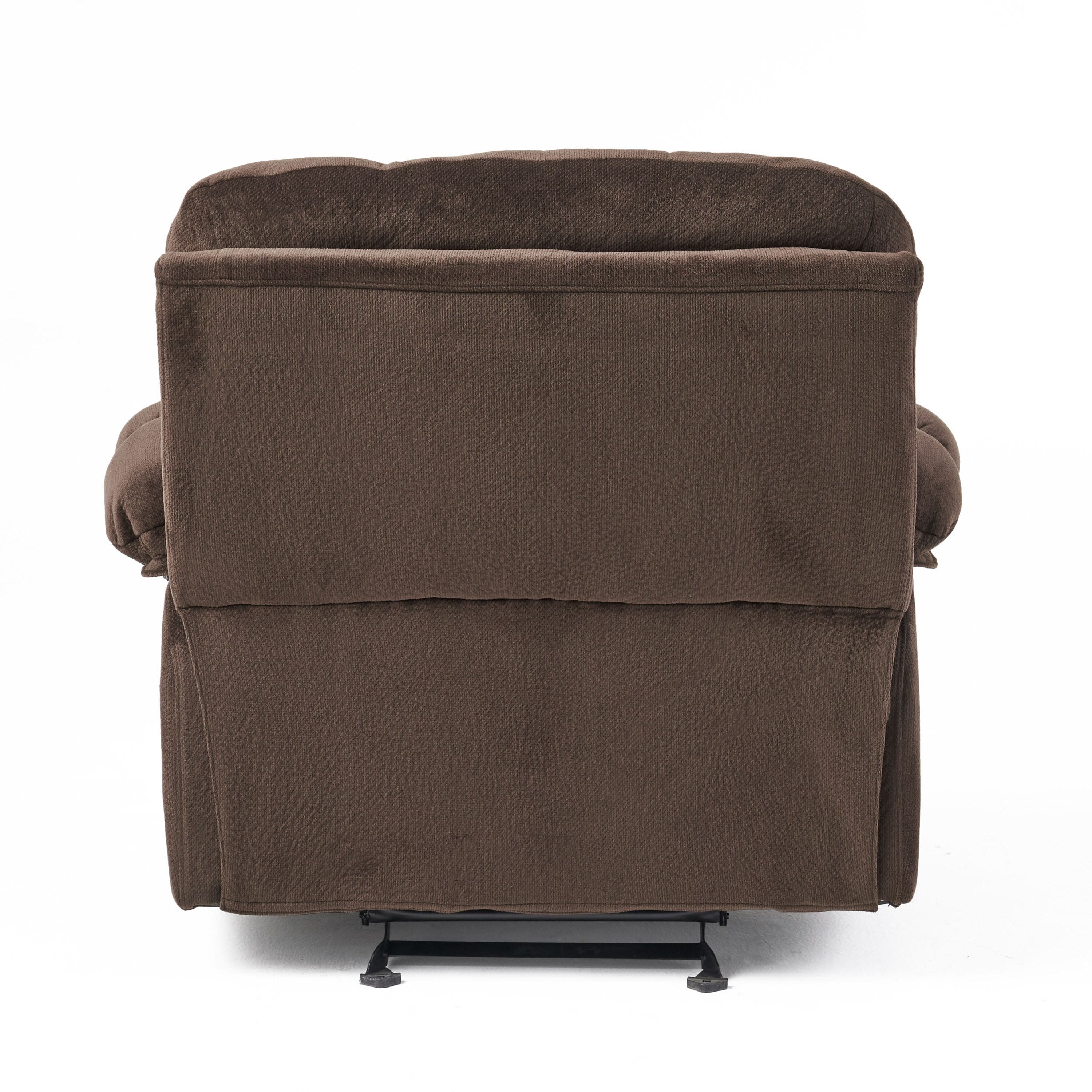 Fauteuil inclinable manuel élégant en tissu marron avec deux porte-gobelets et dimensions généreuses pour une détente maximale