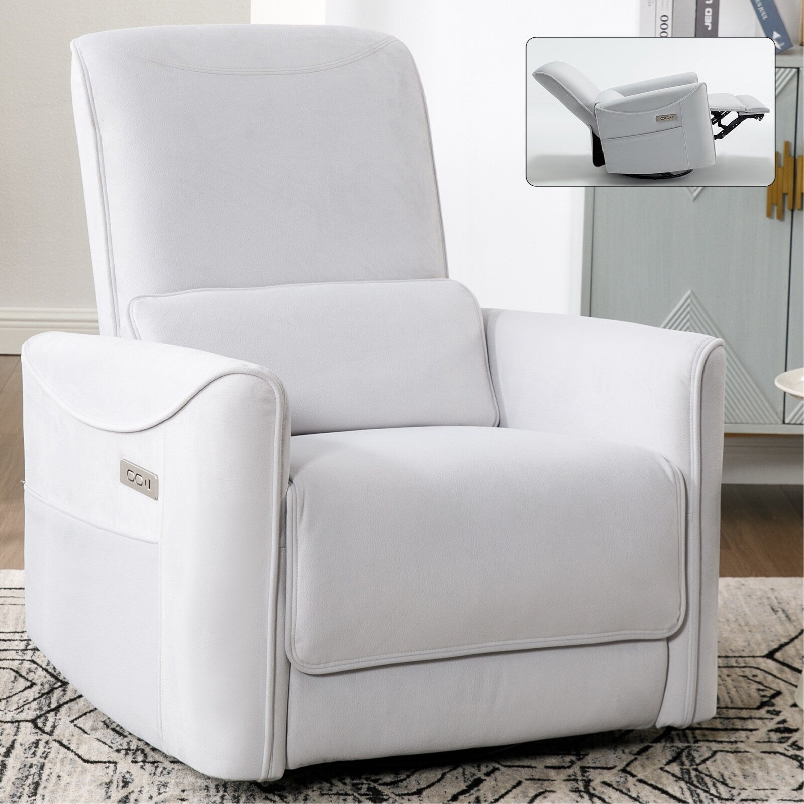 Fauteuil inclinable ergonomique marron avec pivot à 270°, balancement doux, rembourrage résistant, ports de charge USB et Type-C