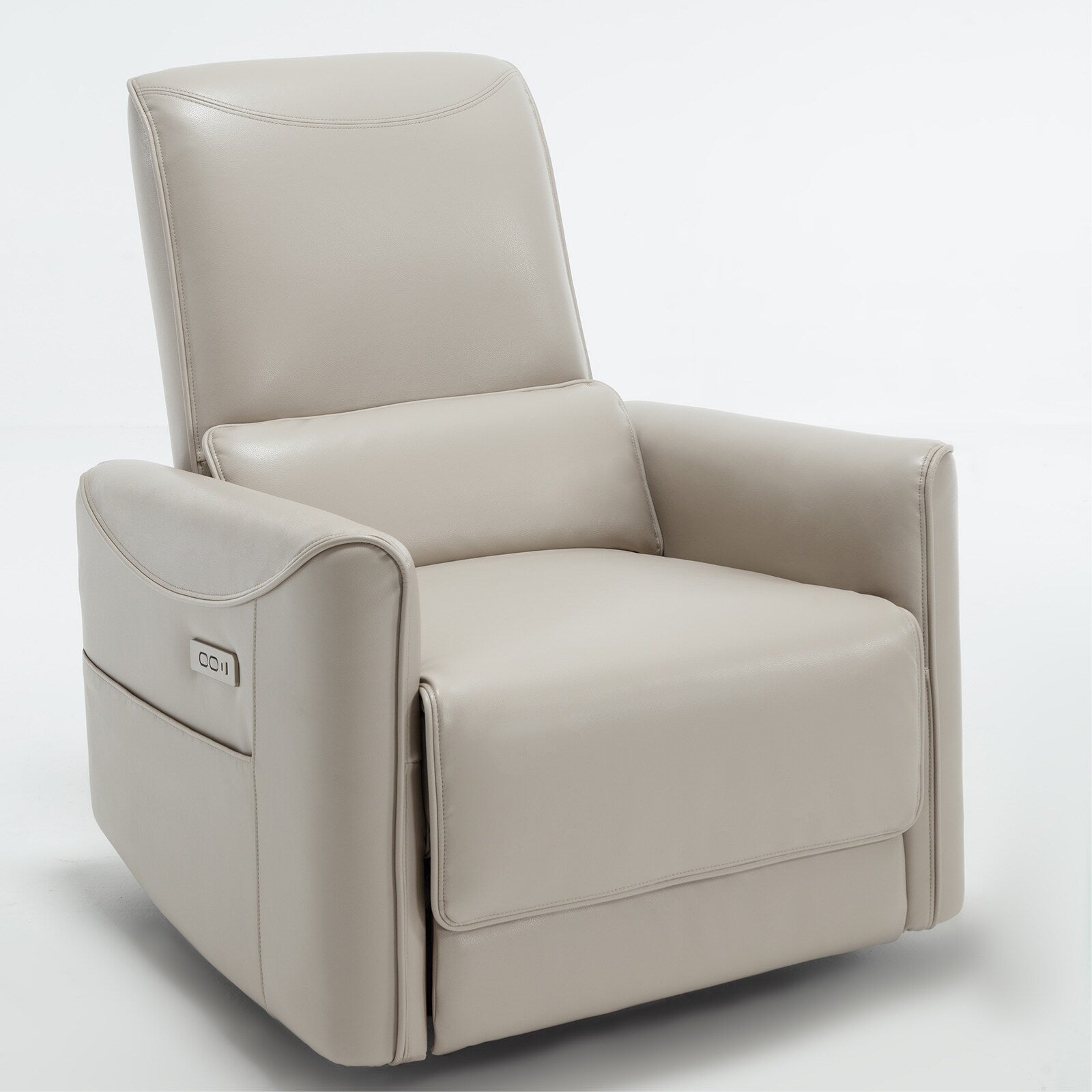 Fauteuil inclinable ergonomique marron avec pivot à 270°, balancement doux, rembourrage résistant, ports de charge USB et Type-C