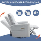 Fauteuil inclinable électrique ergonomique marron avec pivot à 270°, balancement doux, revêtement durable et chargement USB et Type-C