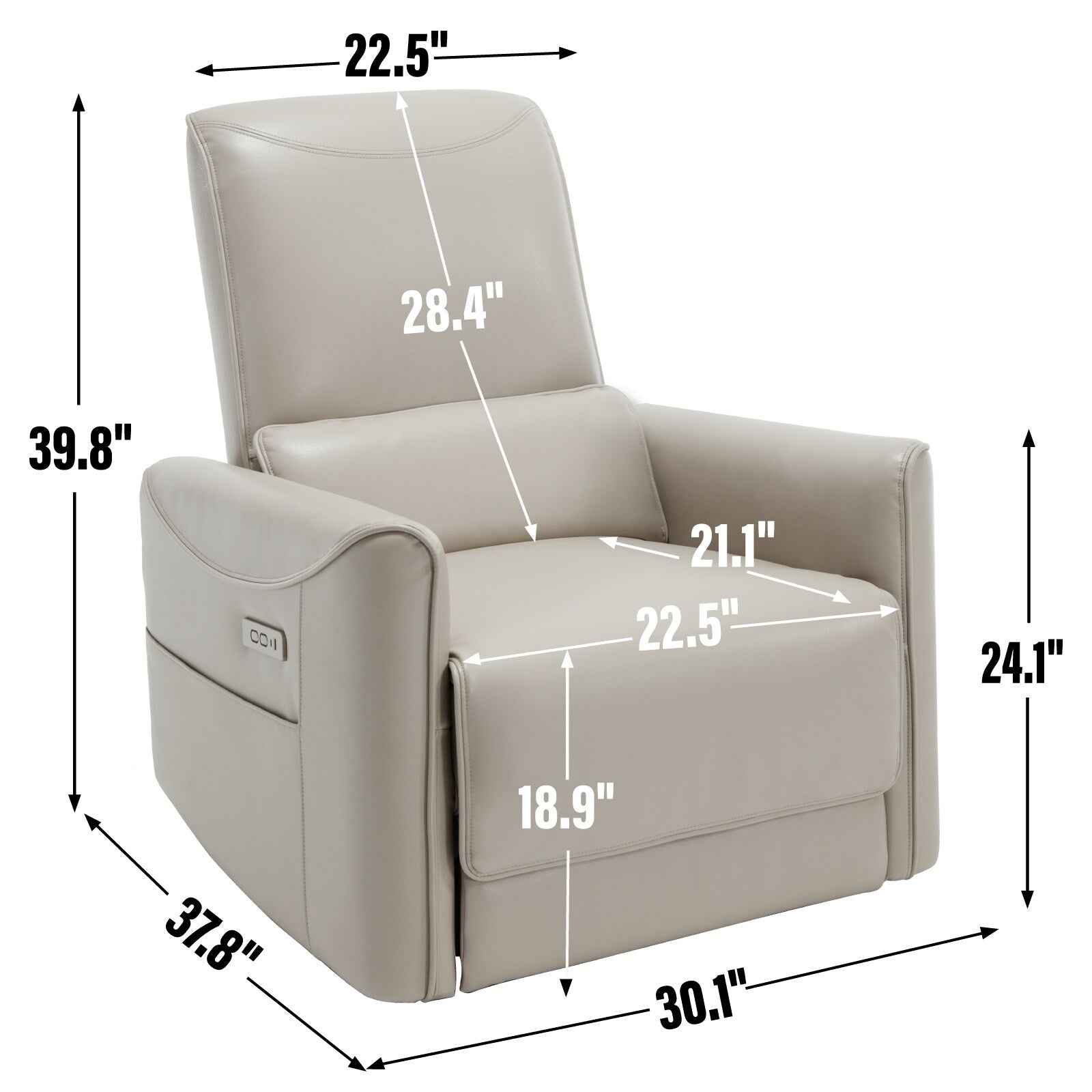Fauteuil inclinable ergonomique marron pivotant à 270°, ports USB et Type-C, et coussin lombaire confortable
