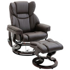Fauteuil inclinable de massage en similicuir marron avec repose-pieds ottoman, pivotant à 360° et télécommande