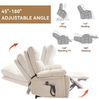 Fauteuils inclinables électriques à double moteur et massage thermique brun, position infinie, jusqu'à 350 lb, grand format, avec télécommande électrique