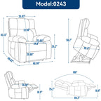Fauteuils inclinables électriques à double moteur et massage thermique brun, position infinie, jusqu'à 350 lb, grand format, avec télécommande électrique