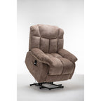 Fauteuil inclinable électrique robuste marron avec tissu antidérapant, coussin rembourré et fonctions réglables pour personnes âgées