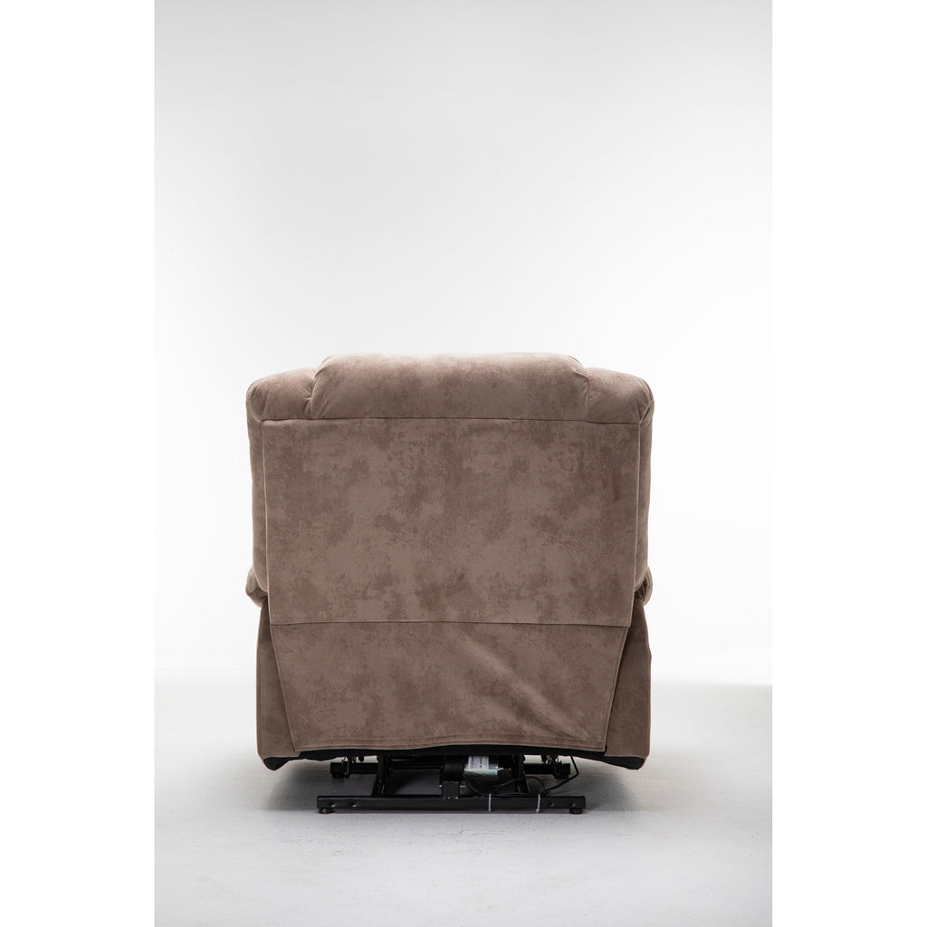 Fauteuil inclinable électrique robuste marron avec tissu antidérapant, coussin rembourré et fonctions réglables pour personnes âgées