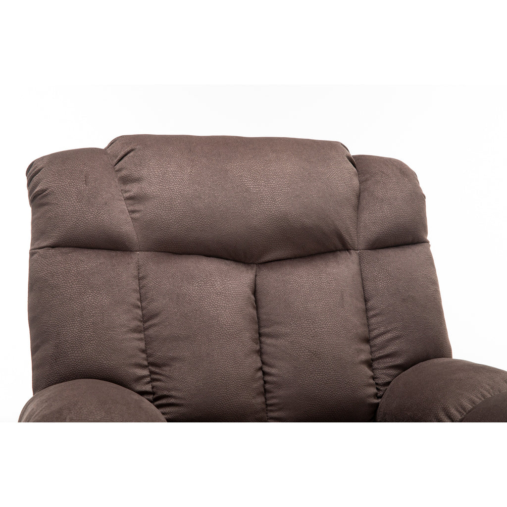 Fauteuil inclinable électrique robuste marron avec tissu antidérapant, coussin rembourré et fonctions réglables pour personnes âgées