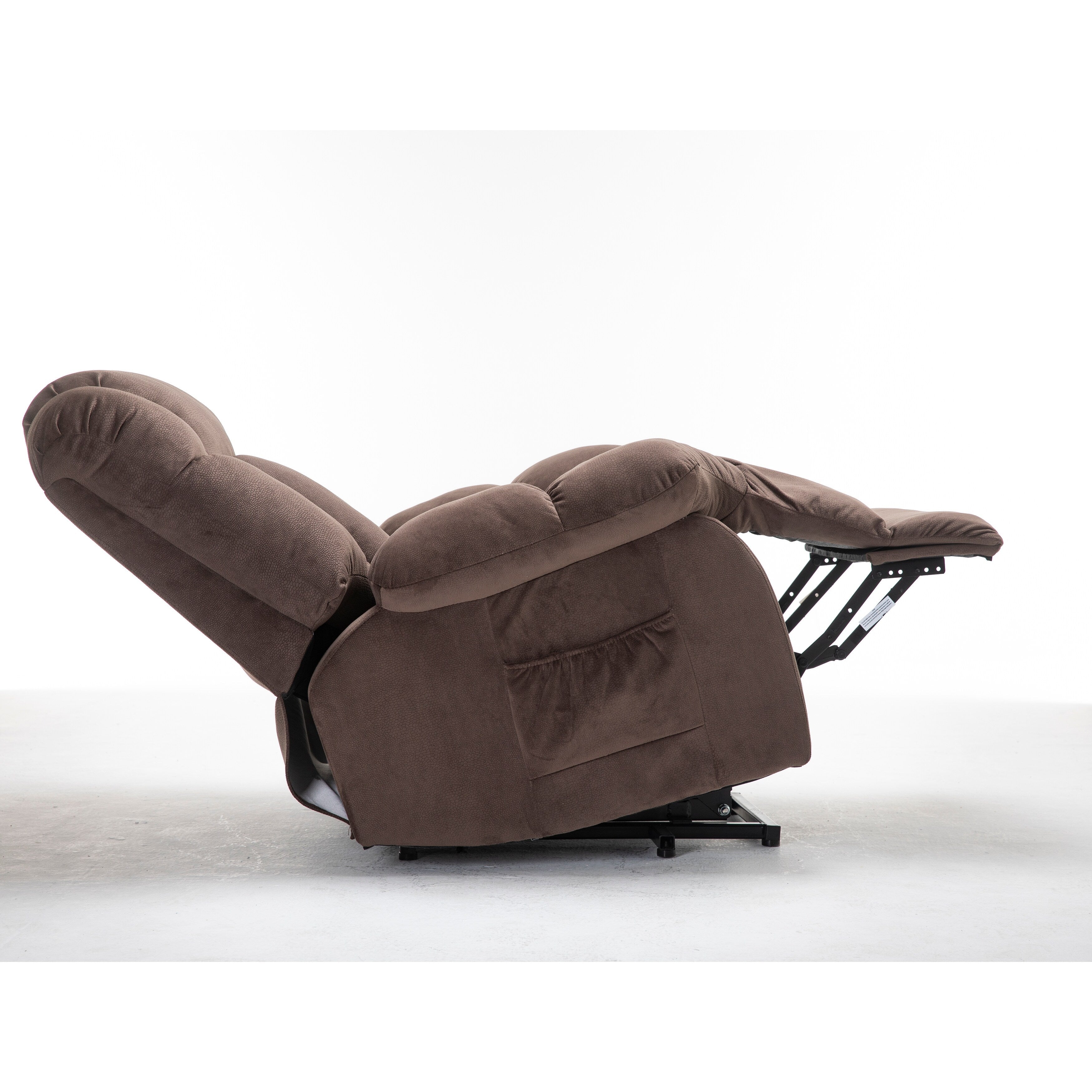 Fauteuil inclinable électrique robuste marron avec tissu antidérapant, coussin rembourré et fonctions réglables pour personnes âgées
