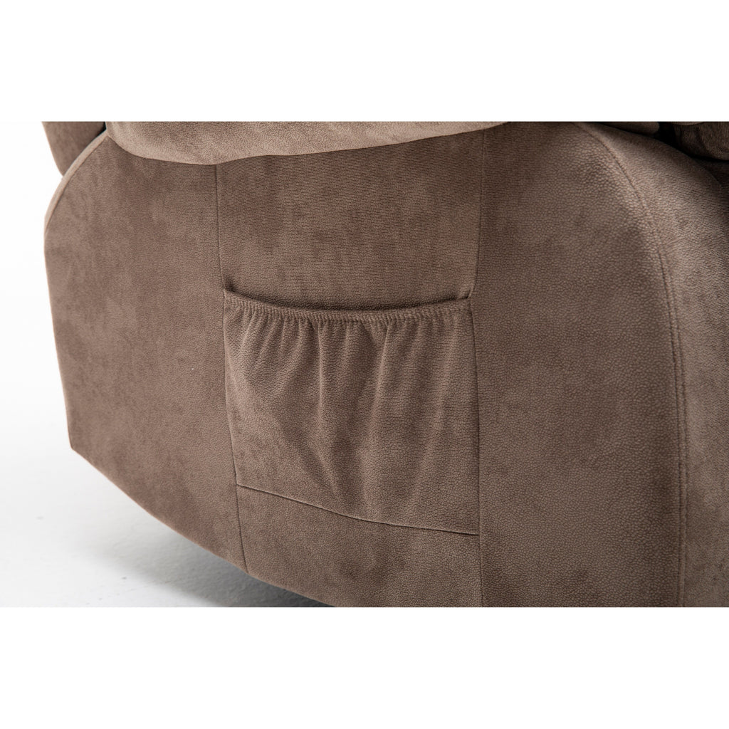 Fauteuil inclinable électrique robuste marron avec tissu antidérapant, coussin rembourré et fonctions réglables pour personnes âgées