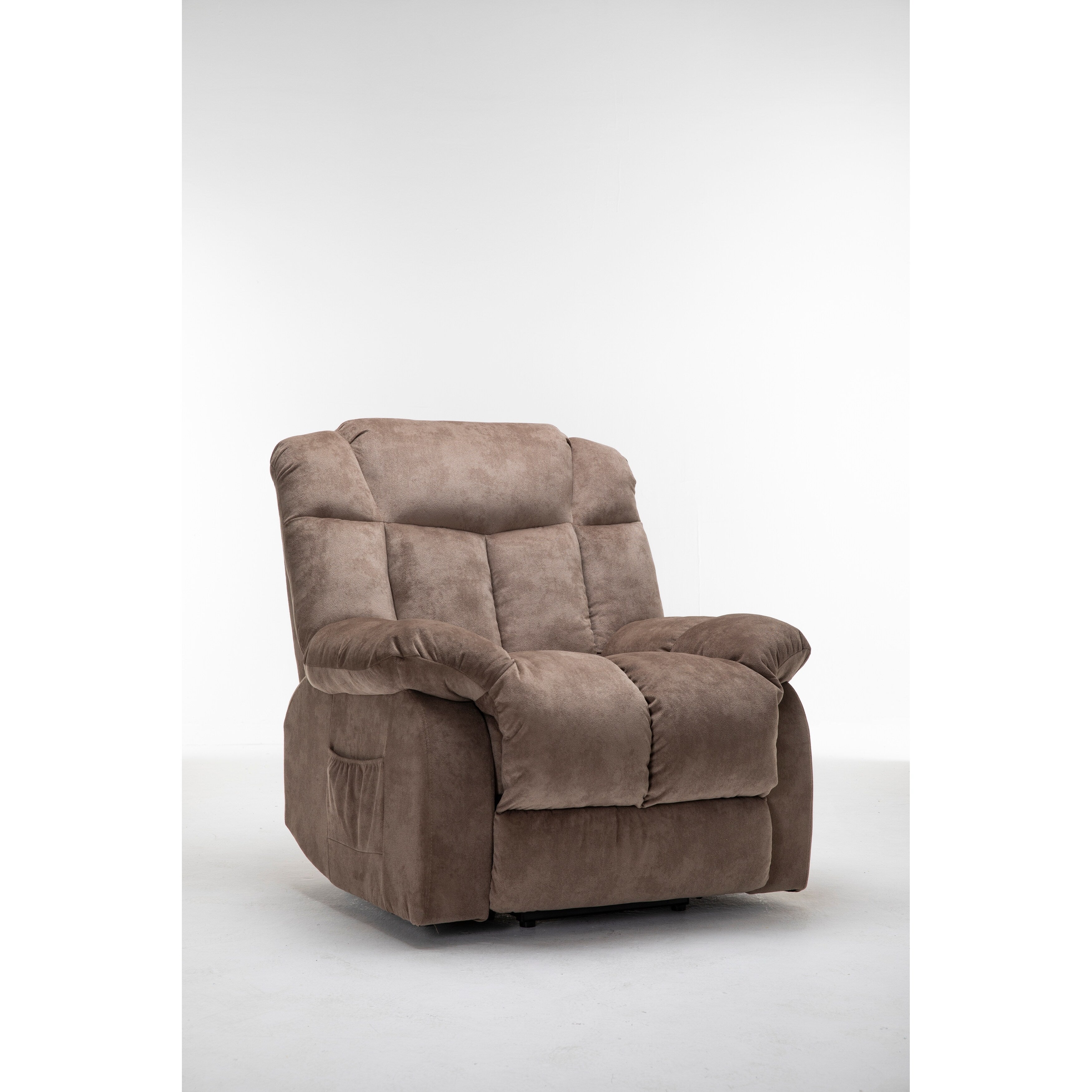 Fauteuil inclinable électrique robuste marron avec tissu antidérapant, coussin rembourré et fonctions réglables pour personnes âgées