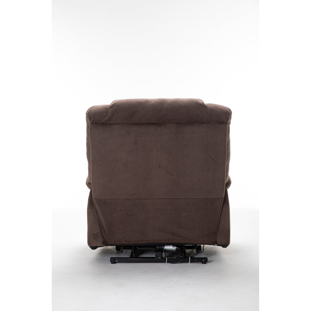 Fauteuil inclinable électrique robuste marron avec tissu antidérapant, coussin rembourré et fonctions réglables pour personnes âgées