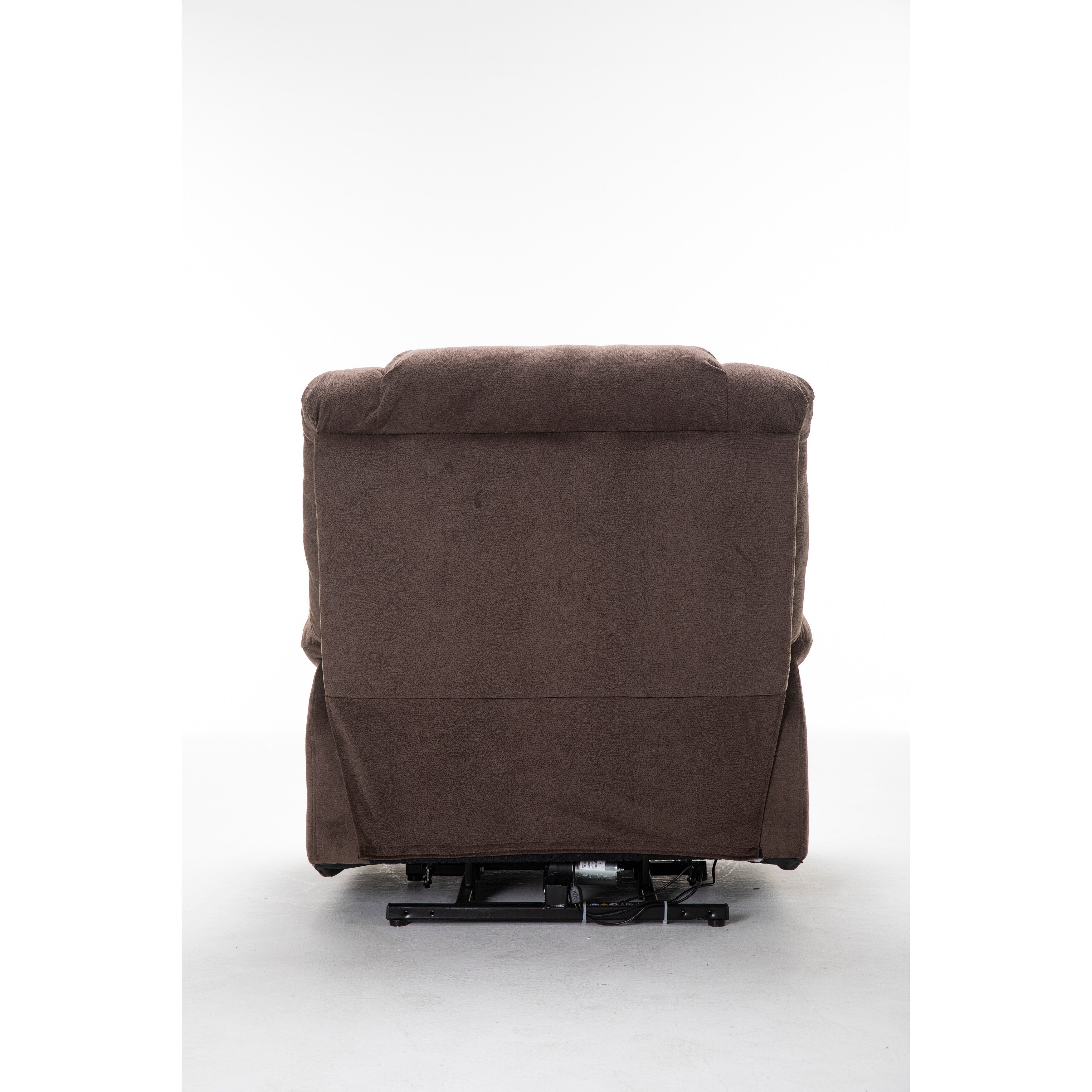 Fauteuil inclinable électrique robuste marron avec tissu antidérapant, coussin rembourré et fonctions réglables pour personnes âgées