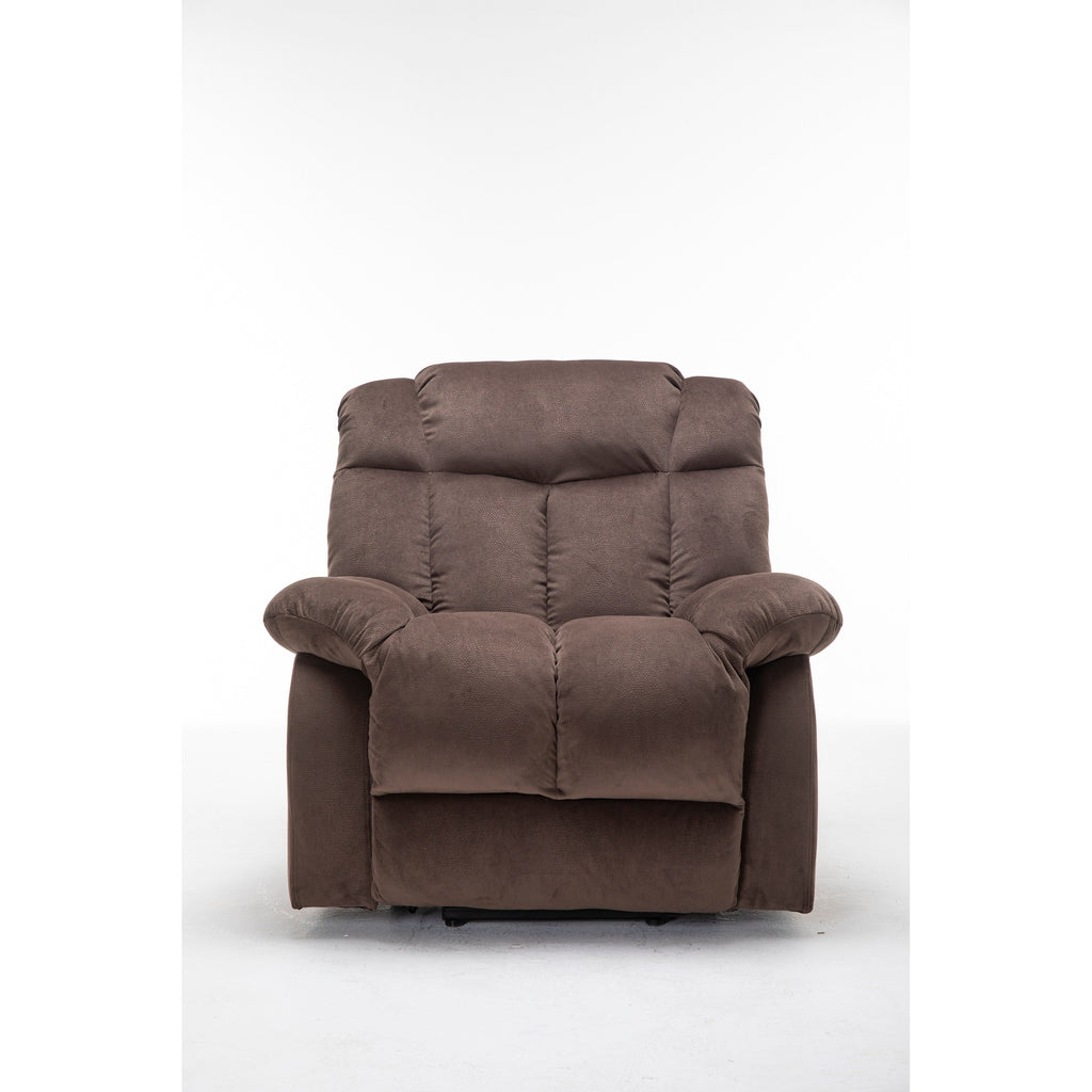 Fauteuil inclinable électrique robuste marron avec tissu antidérapant, coussin rembourré et fonctions réglables pour personnes âgées
