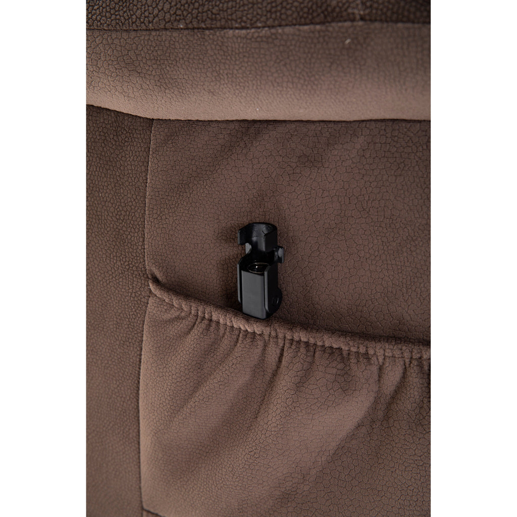 Fauteuil inclinable électrique robuste marron avec tissu antidérapant, coussin rembourré et fonctions réglables pour personnes âgées