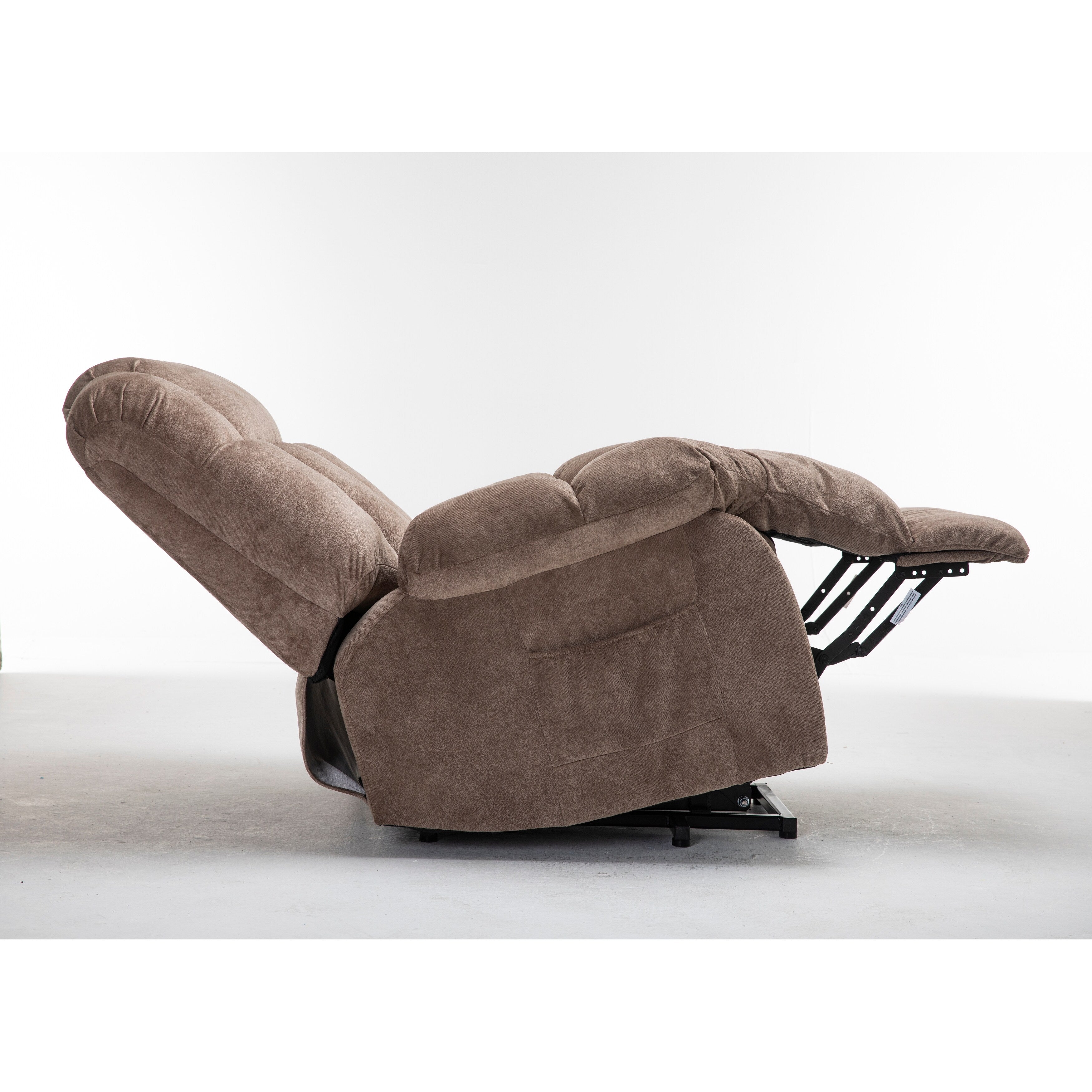 Fauteuil inclinable électrique robuste marron avec tissu antidérapant, coussin rembourré et fonctions réglables pour personnes âgées