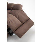 Fauteuil inclinable électrique robuste marron avec tissu antidérapant, coussin rembourré et fonctions réglables pour personnes âgées