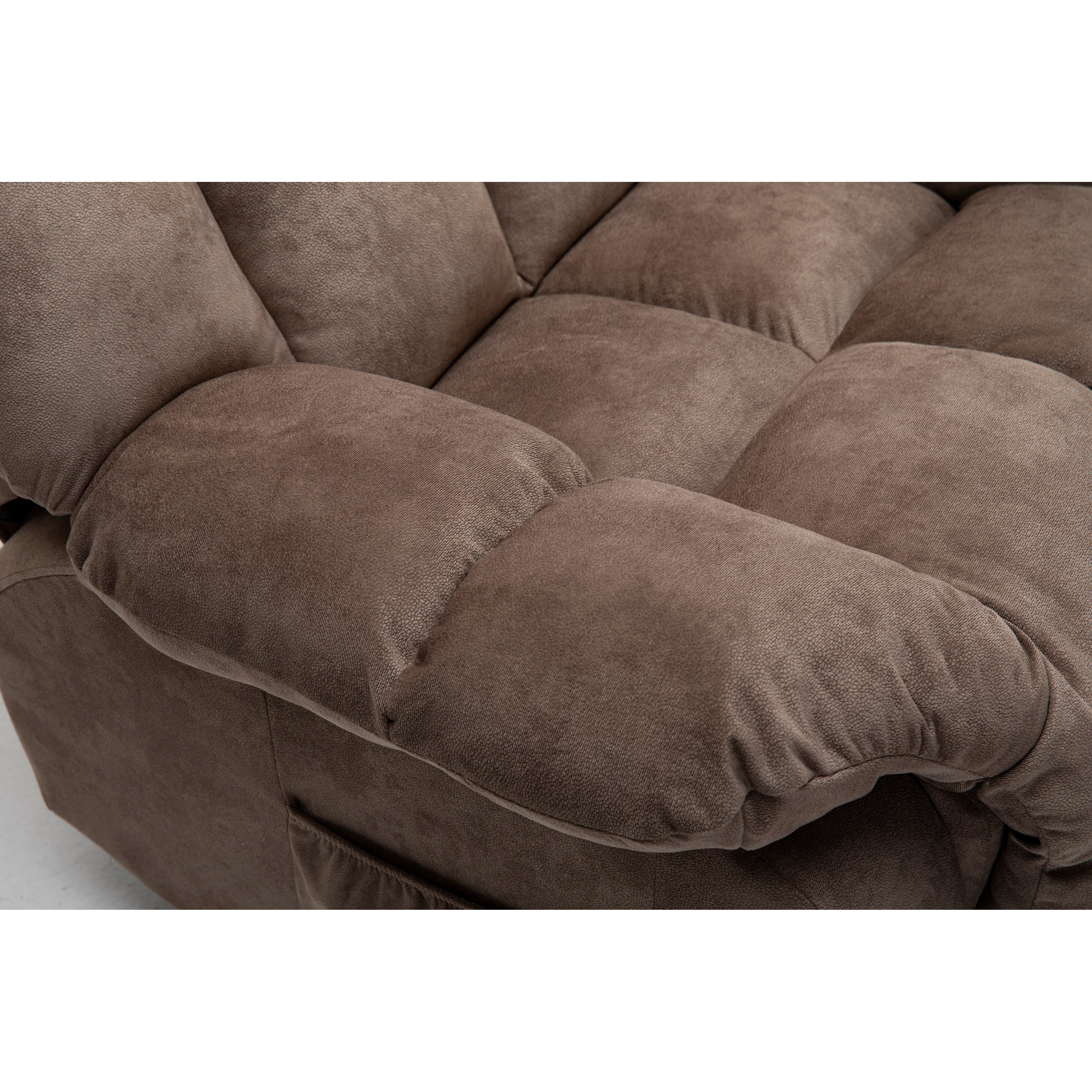 Fauteuil inclinable électrique robuste marron avec tissu antidérapant, coussin rembourré et fonctions réglables pour personnes âgées