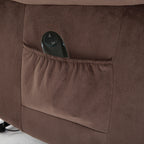 Fauteuil inclinable électrique robuste marron avec tissu antidérapant, coussin rembourré et fonctions réglables pour personnes âgées