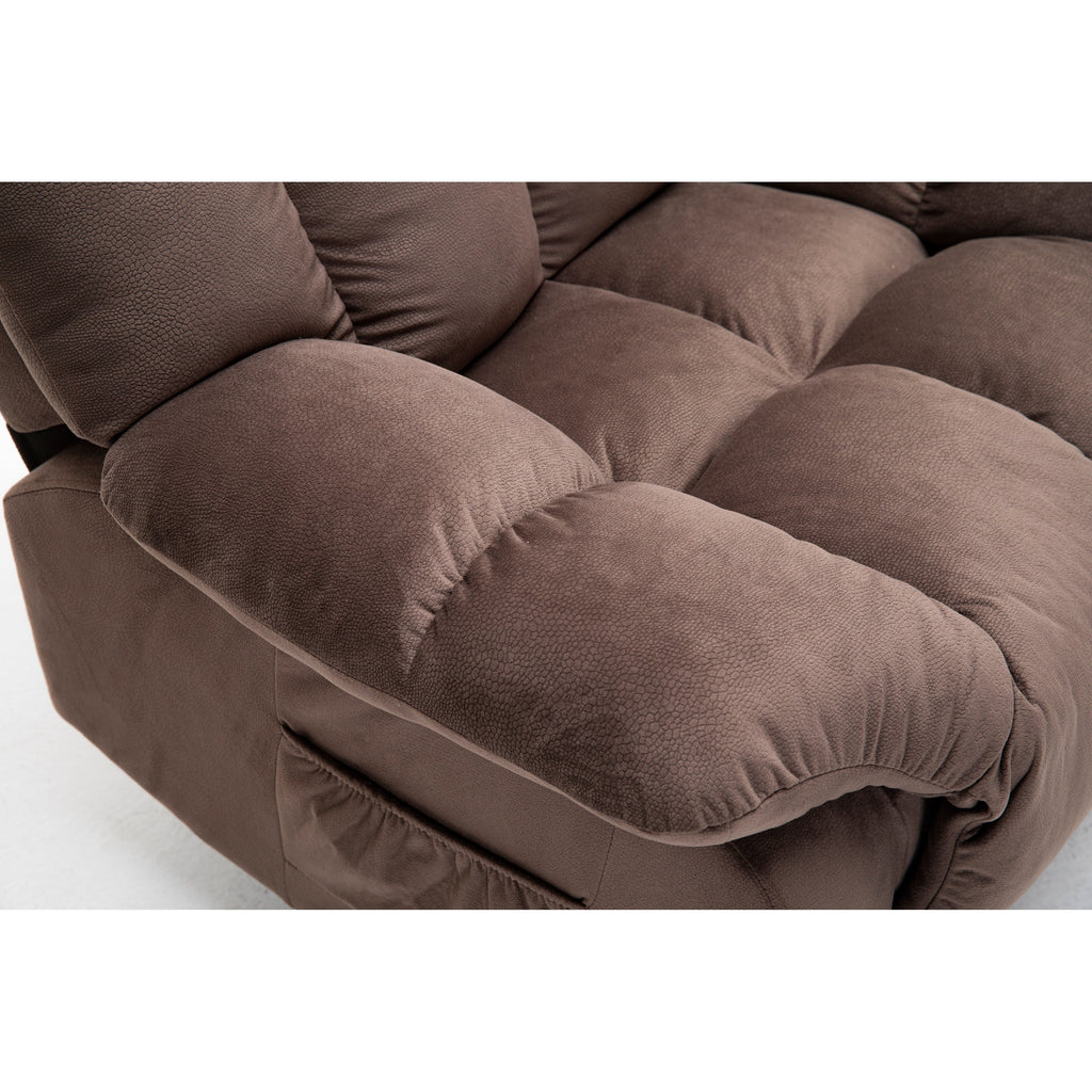 Fauteuil inclinable électrique robuste marron avec tissu antidérapant, coussin rembourré et fonctions réglables pour personnes âgées