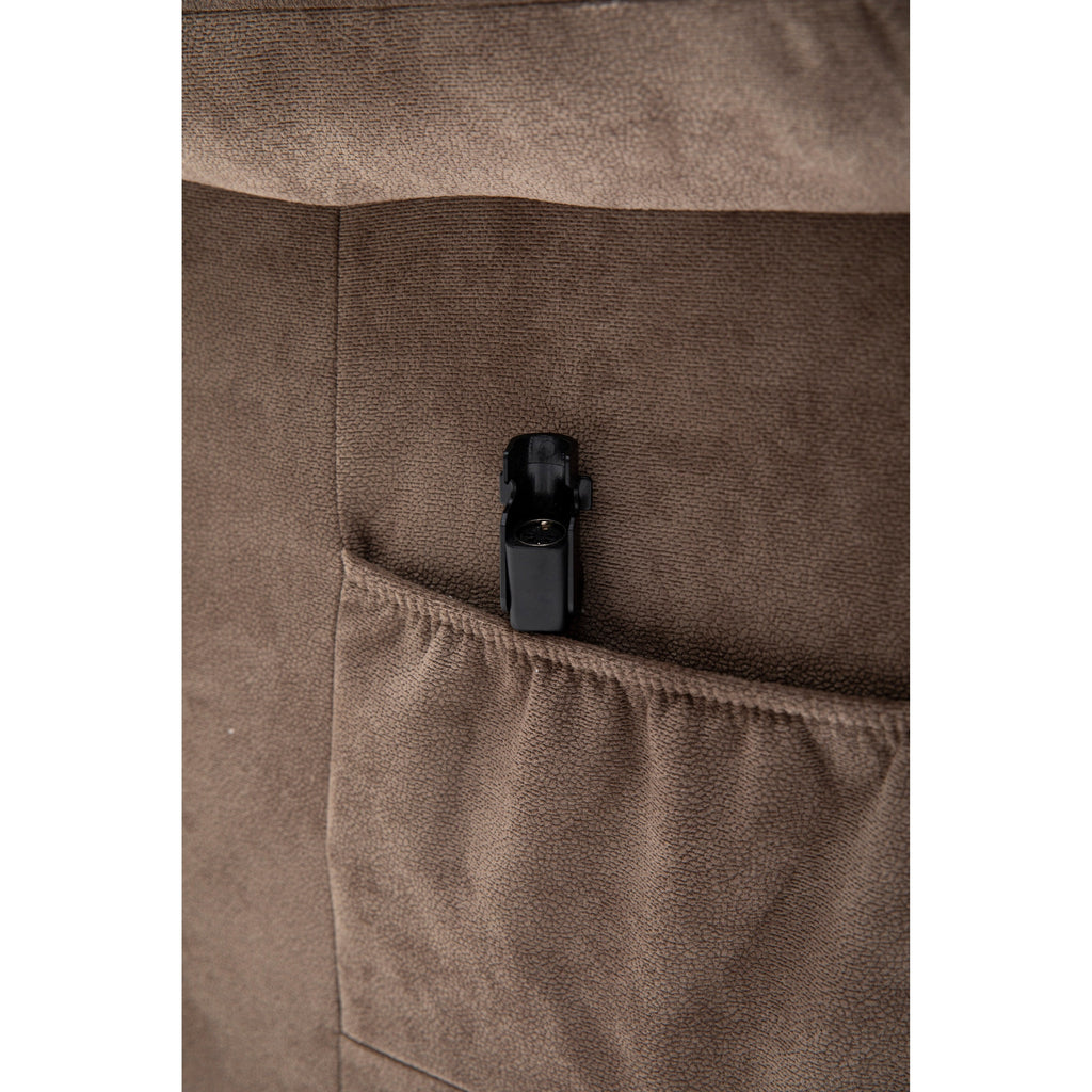 Fauteuil inclinable électrique robuste marron avec tissu antidérapant, coussin rembourré et fonctions réglables pour personnes âgées