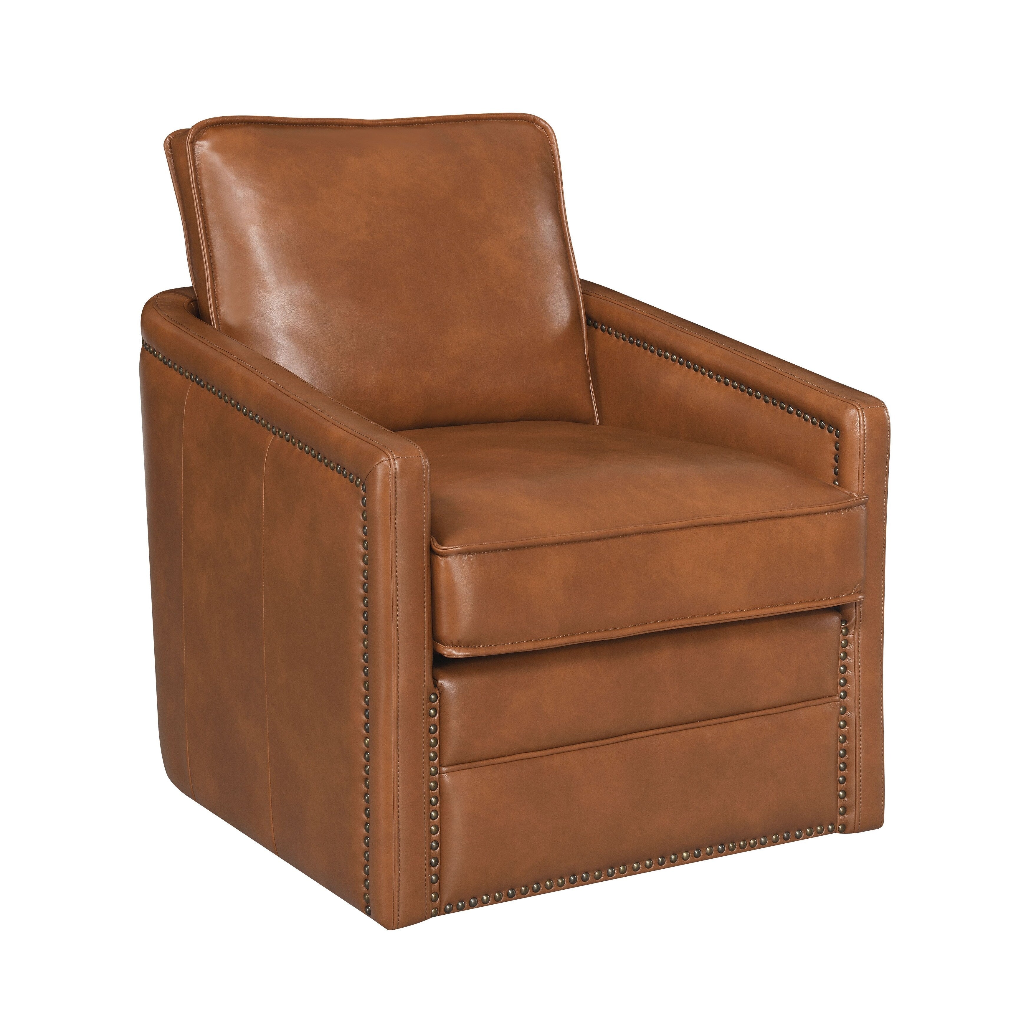 Fauteuil pivotant Aire en cuir marron avec patins