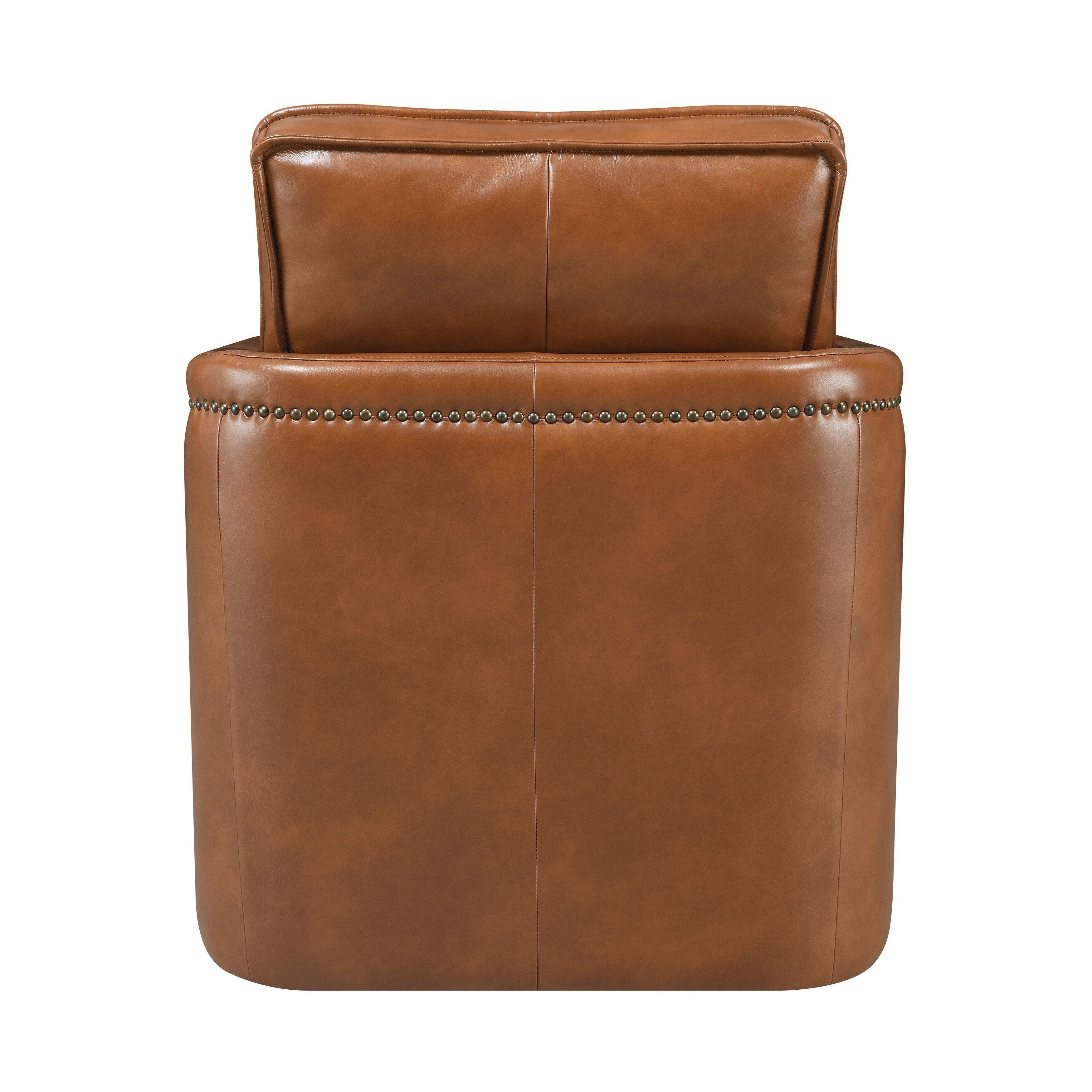 Fauteuil pivotant Aire en cuir marron avec patins