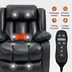 Fauteuil inclinable électrique en cuir marron avec massage, chauffage lombaire et deux moteurs