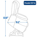Fauteuil inclinable électrique en cuir marron avec massage, chauffage lombaire et deux moteurs