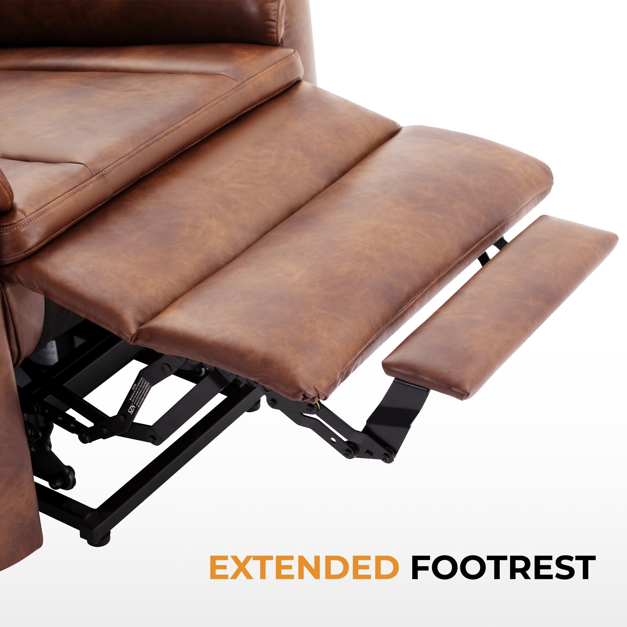 Fauteuil inclinable électrique en cuir marron avec massage 8 points, chauffage lombaire, ports USB et Type-C, conception à plat