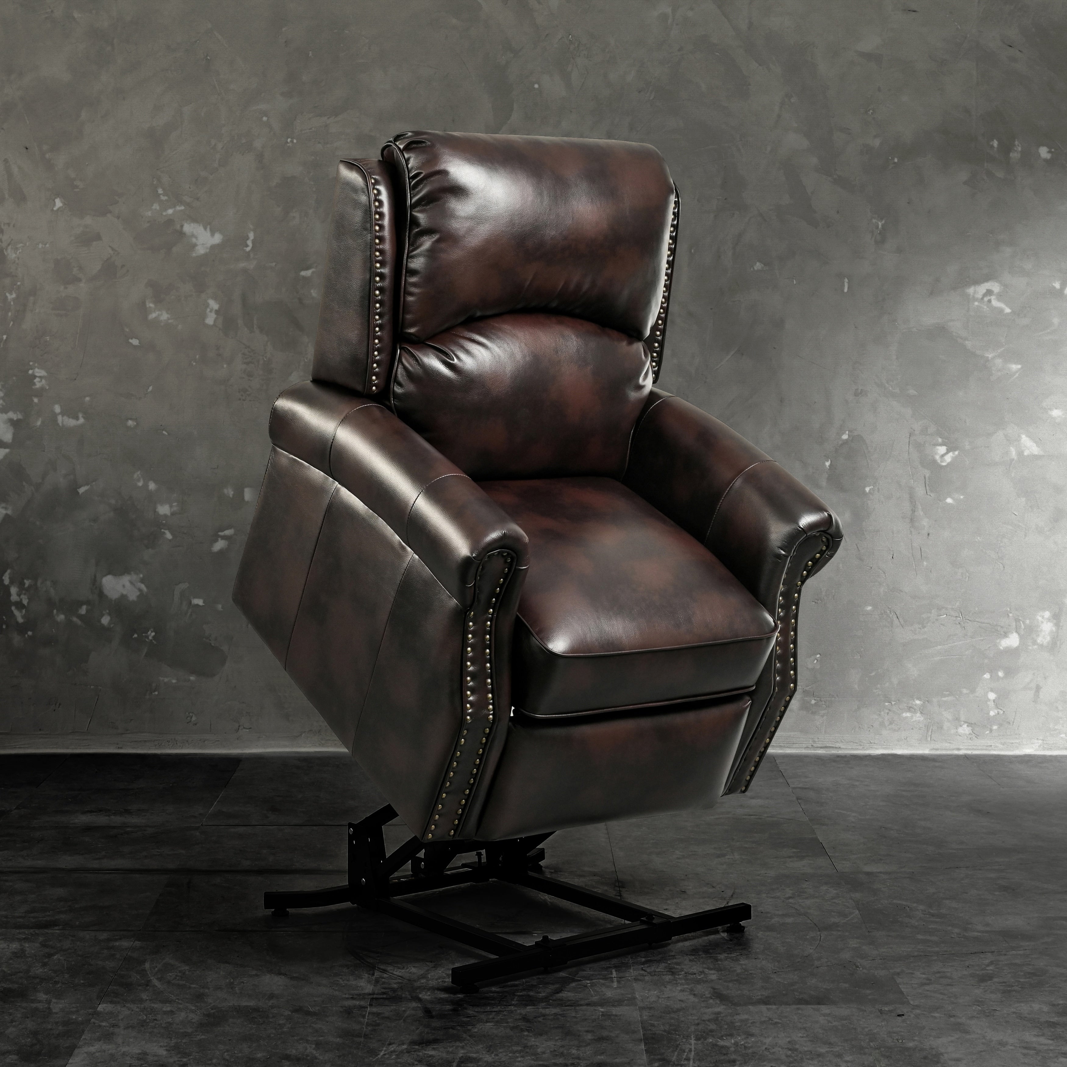 Fauteuils releveurs marron confortables en cuir reconstitué, canapé inclinable électrique avec port USB pour salon