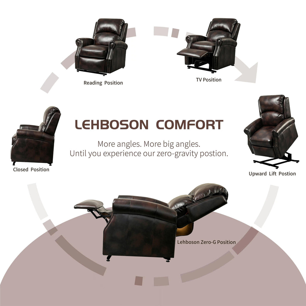 Fauteuils releveurs marron confortables en cuir reconstitué, canapé inclinable électrique avec port USB pour salon
