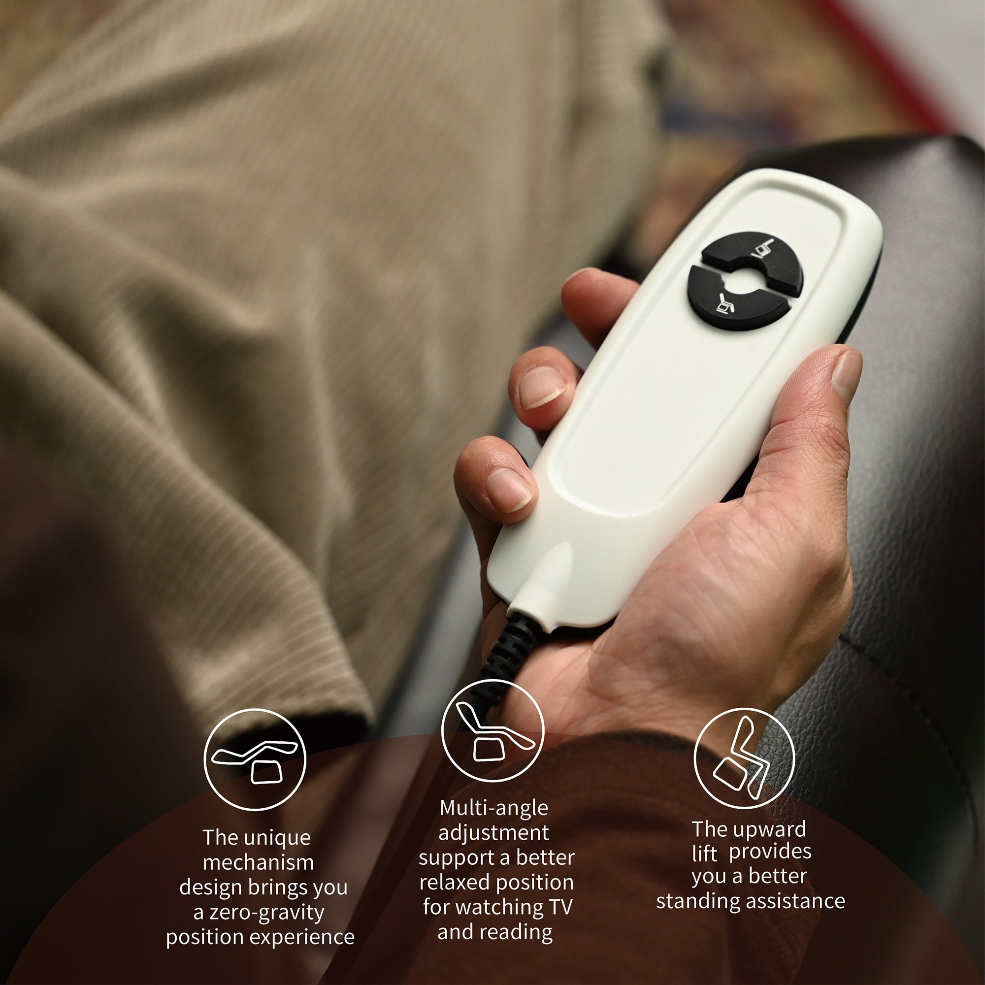 Fauteuils releveurs marron confortables en cuir reconstitué, canapé inclinable électrique avec port USB pour salon