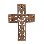 Croix décorative murale traditionnelle en bois brun 12 x 9 x 1