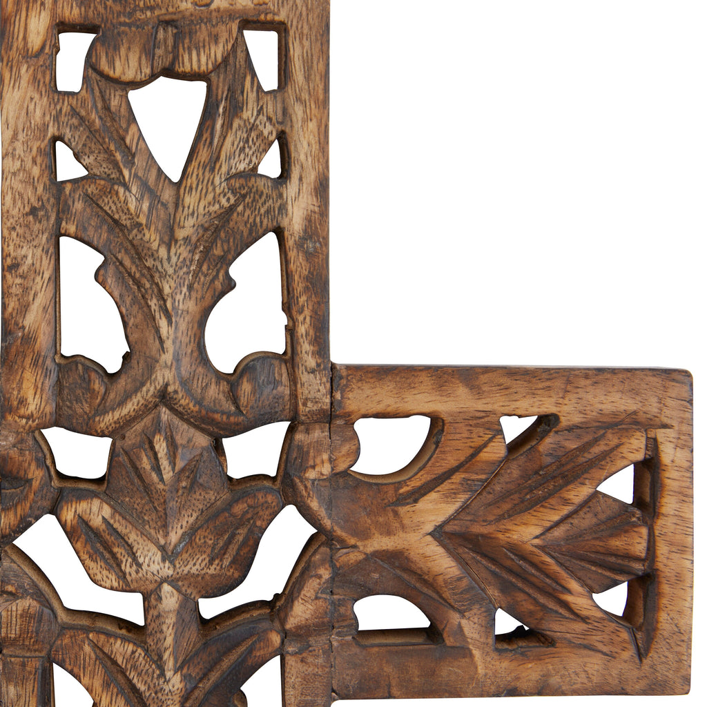 Croix décorative murale traditionnelle en bois brun 12 x 9 x 1