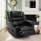 Fauteuil inclinable manuel en cuir marron avec massage, chauffage et options d'inclinaison multiples